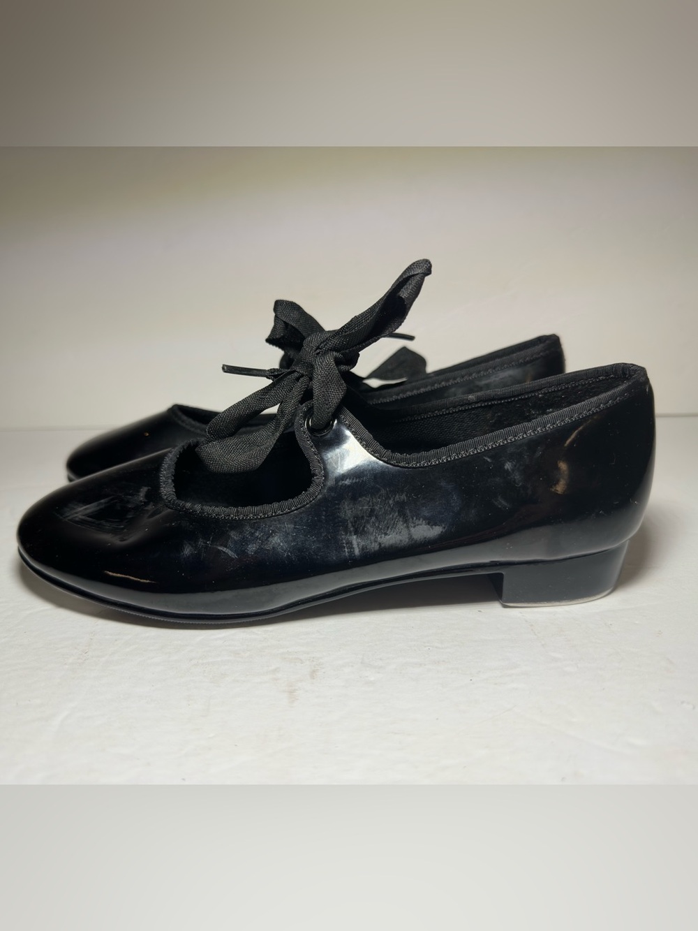 ABT American Ballet Theater Spotlights Girls Tap Shoes Black Patent Leather Sz 1